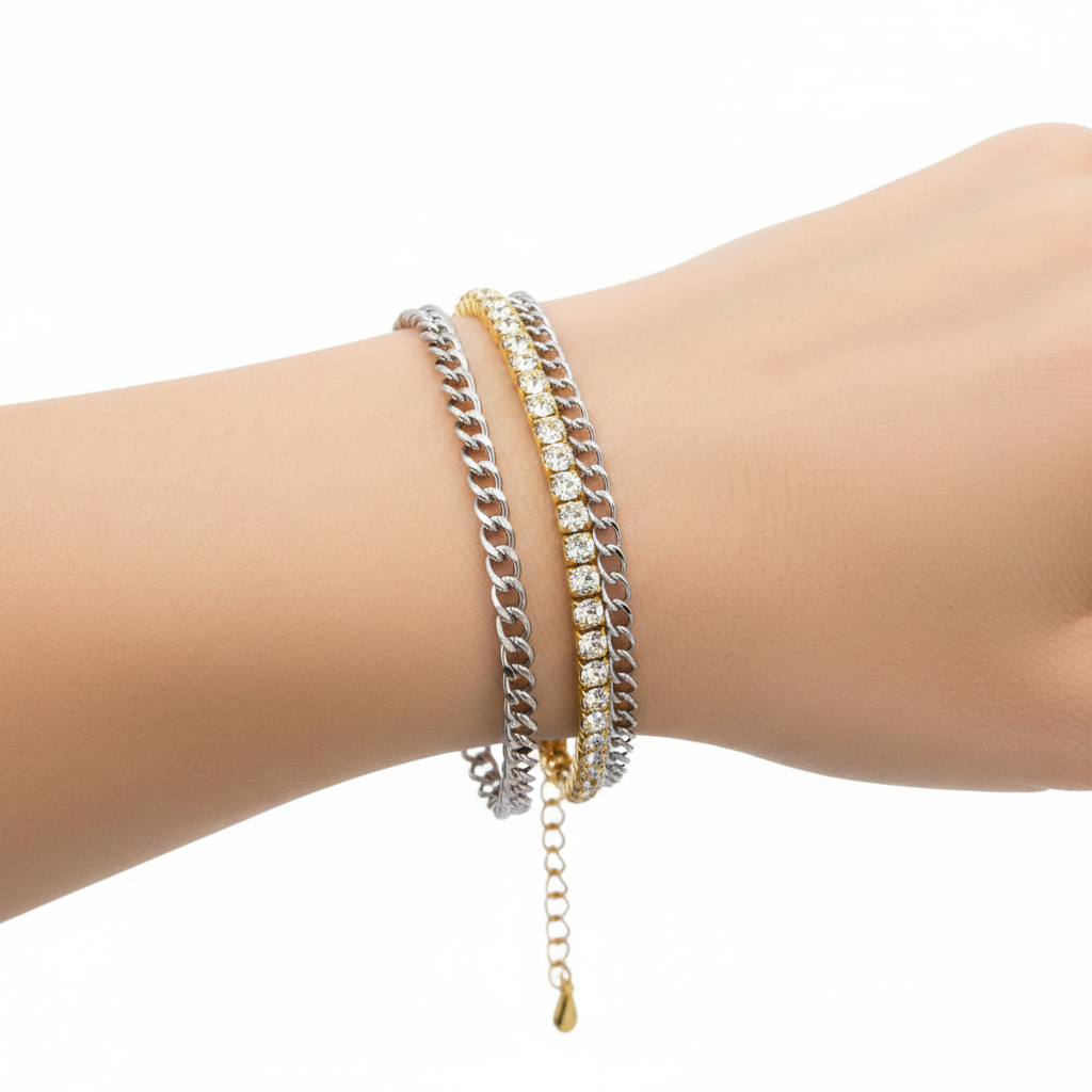 Double Chain Tennis Bracelet by Seeyoura