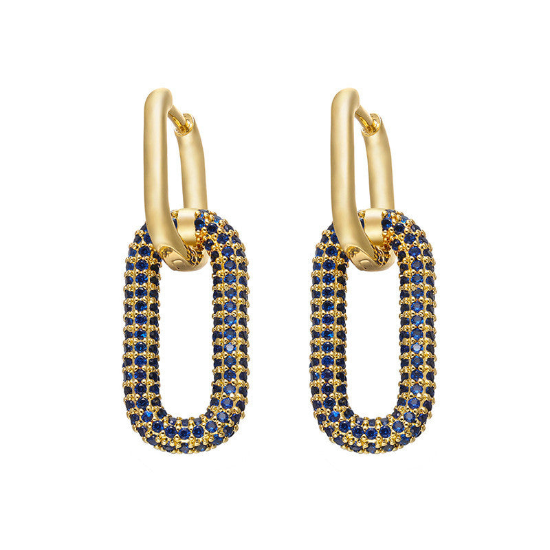 Double Link Hoop Earrings — Gold, Blue Diamond in gold by Seeyoura