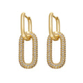 Double Link Hoop Earrings —Gold, White Diamond by Seeyoura