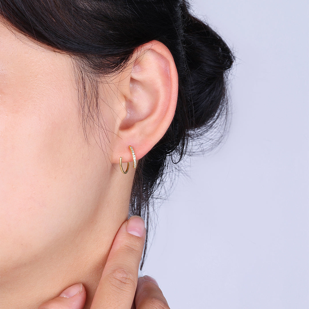 Double Loop Huggie Hoop Earrings by Seeyoura