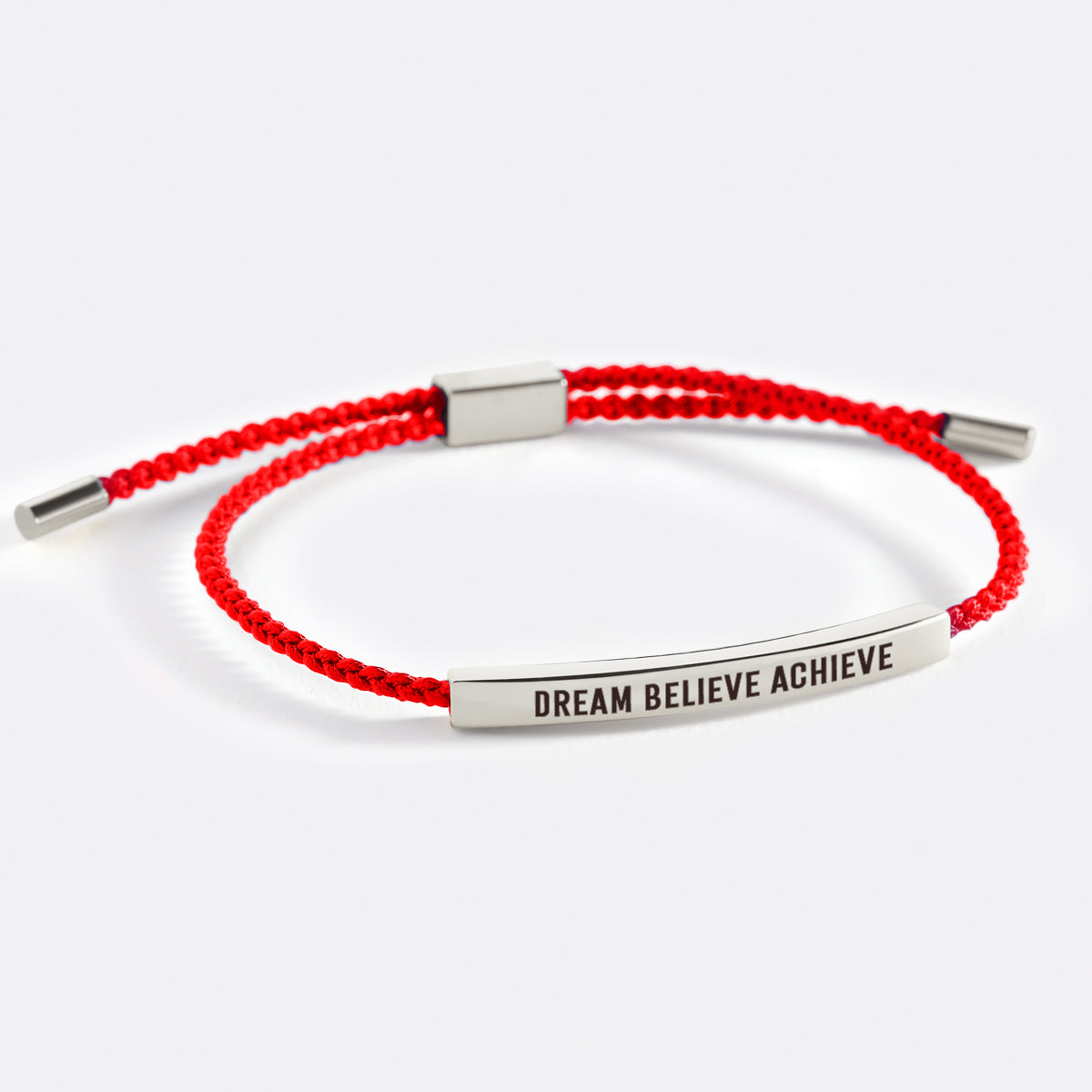 Dream Believe Achieve Inspire Bracelet in Lucky Red, silver by Seeyoura