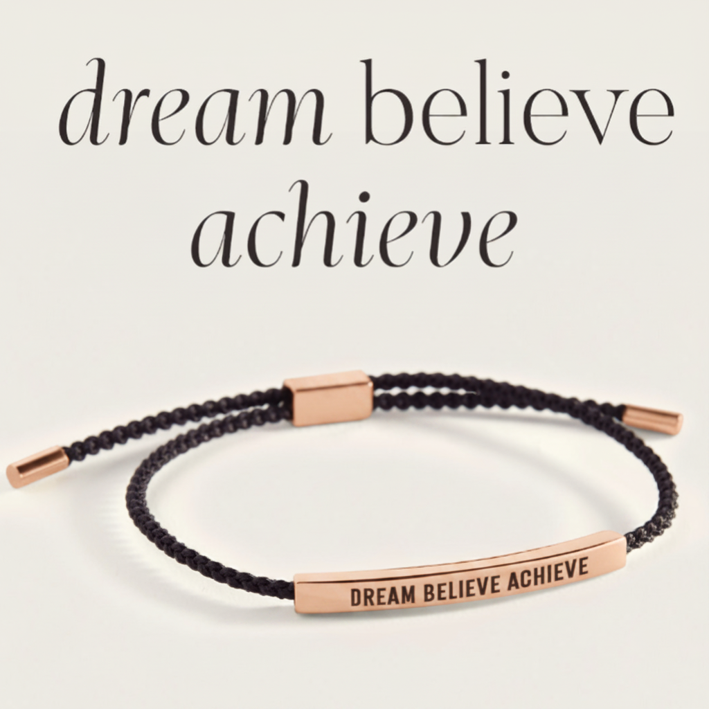Dream Believe Achieve Inspire Bracelet in Midnight Black, 18-k-rose-gold-plated by Seeyoura