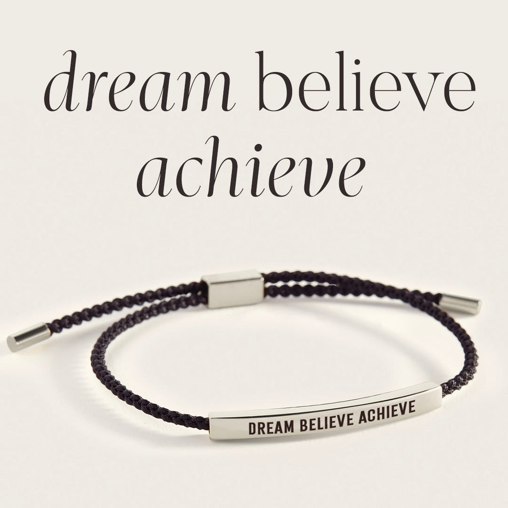 Dream Believe Achieve Inspire Bracelet in Midnight Black, silver by Seeyoura