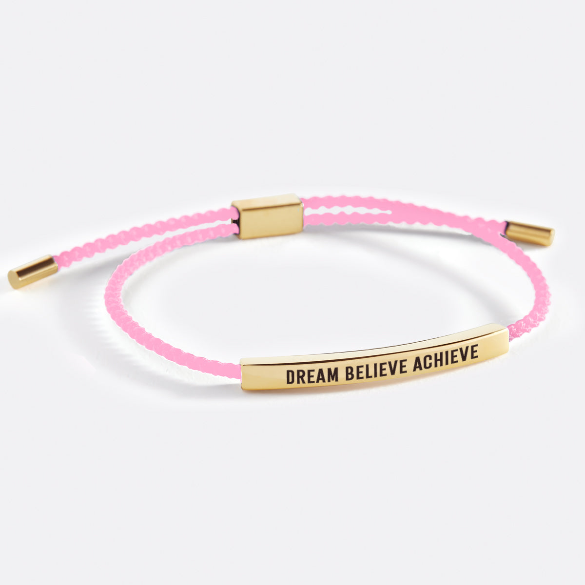 Dream Believe Achieve Inspire Bracelet in Pink, gold by Seeyoura