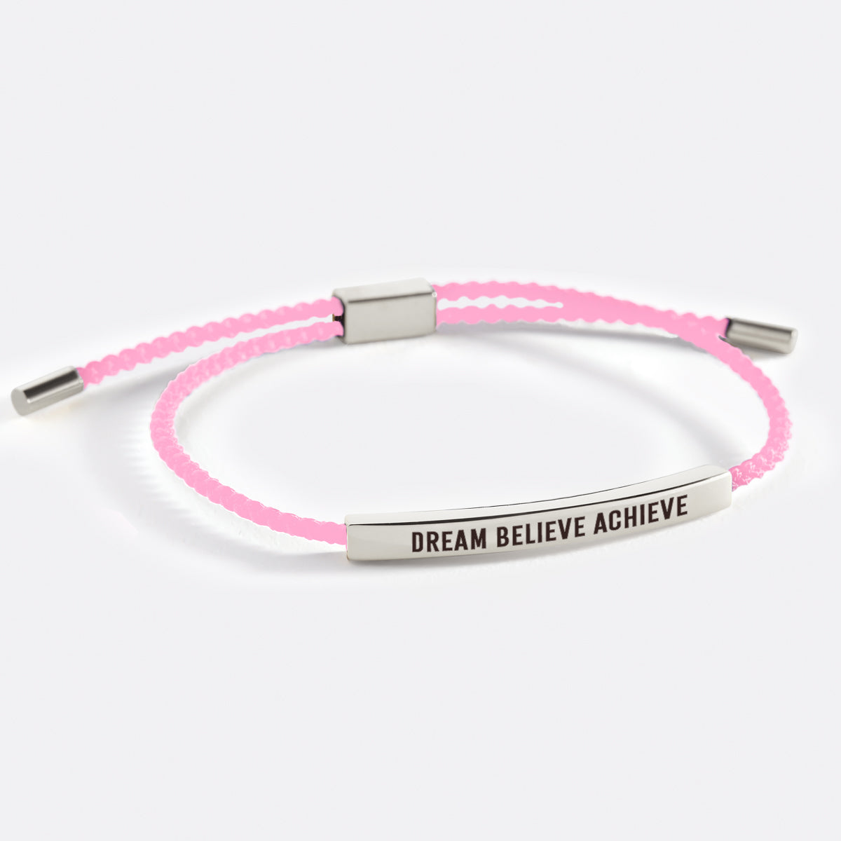 Dream Believe Achieve Inspire Bracelet in Pink, silver by Seeyoura