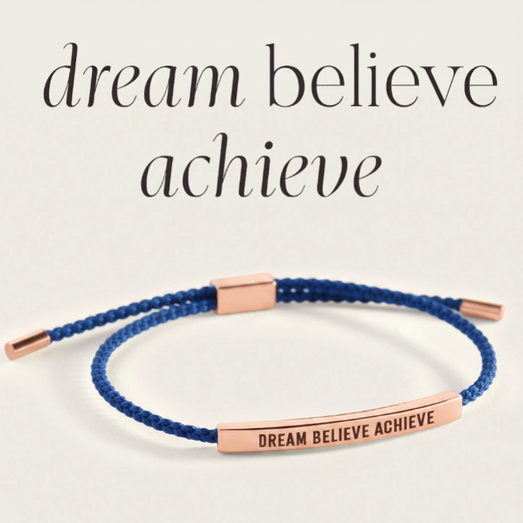Dream Believe Achieve Inspire Bracelet in Royal Blue, 18-k-rose-gold-plated by Seeyoura