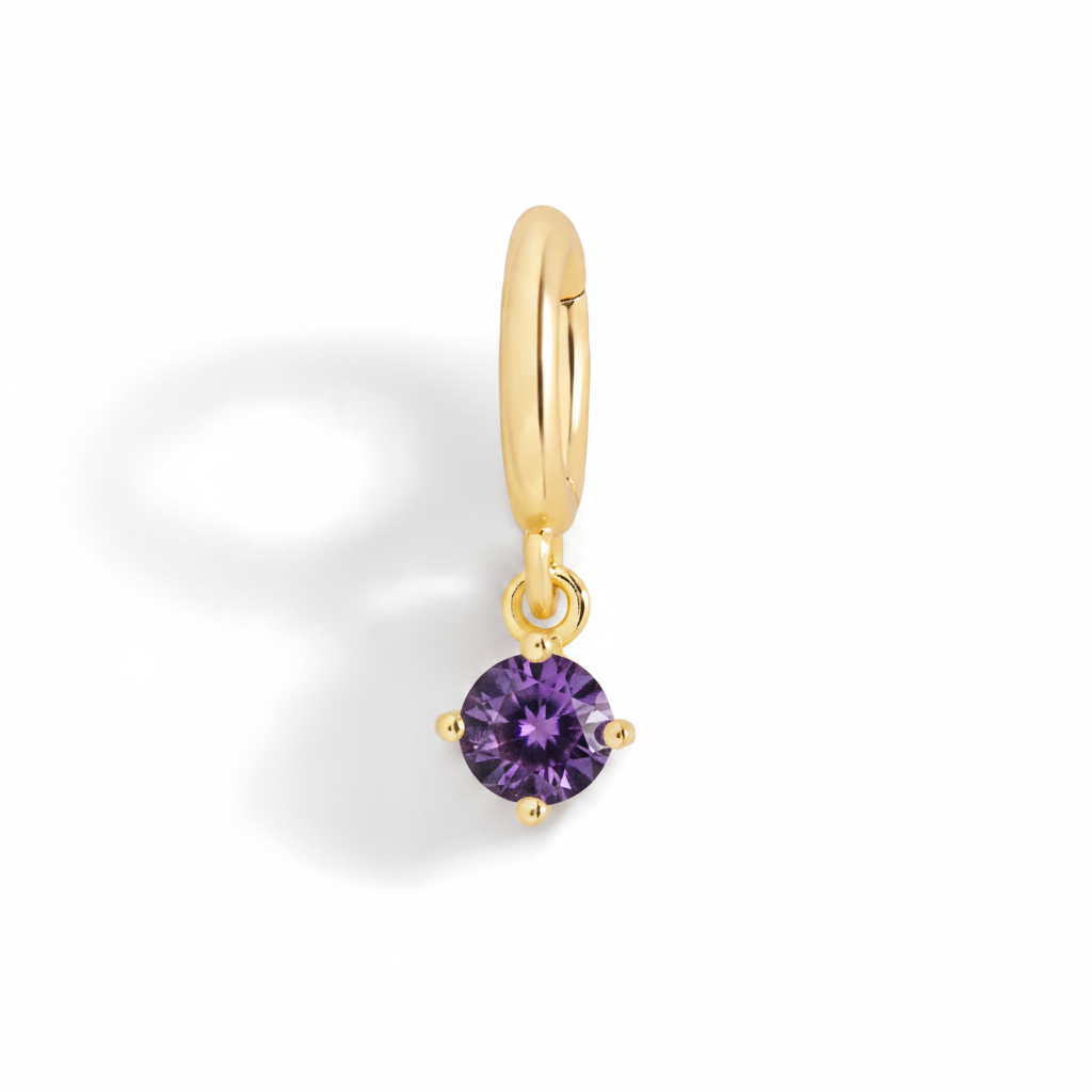 Essential 4mm Birthstone Charm in amethyst-february, 18k Gold Over Sterling Silver by Seeyoura