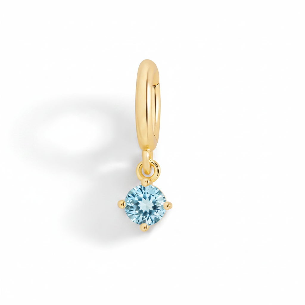 Essential 4mm Birthstone Charm in blue-topaz-december, 18k Gold Over Sterling Silver by Seeyoura