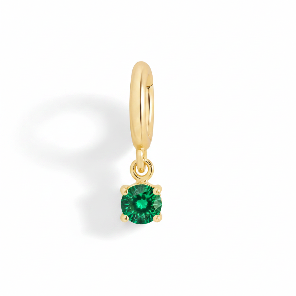 Essential 4mm Birthstone Charm in emerald-may, 18k Gold Over Sterling Silver by Seeyoura