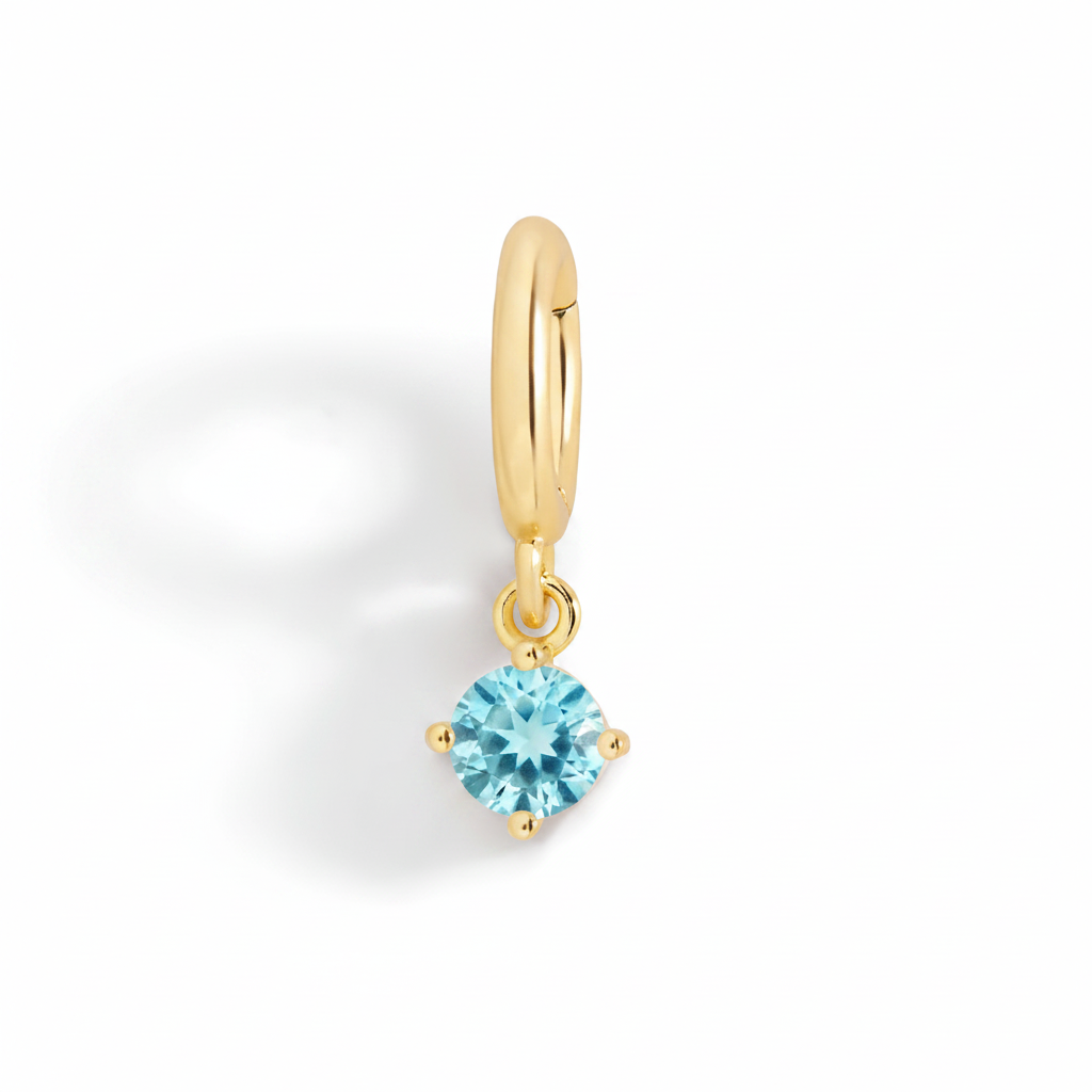 Essential 4mm Birthstone Charm in march-aquamarine, 18k Gold Over Sterling Silver by Seeyoura
