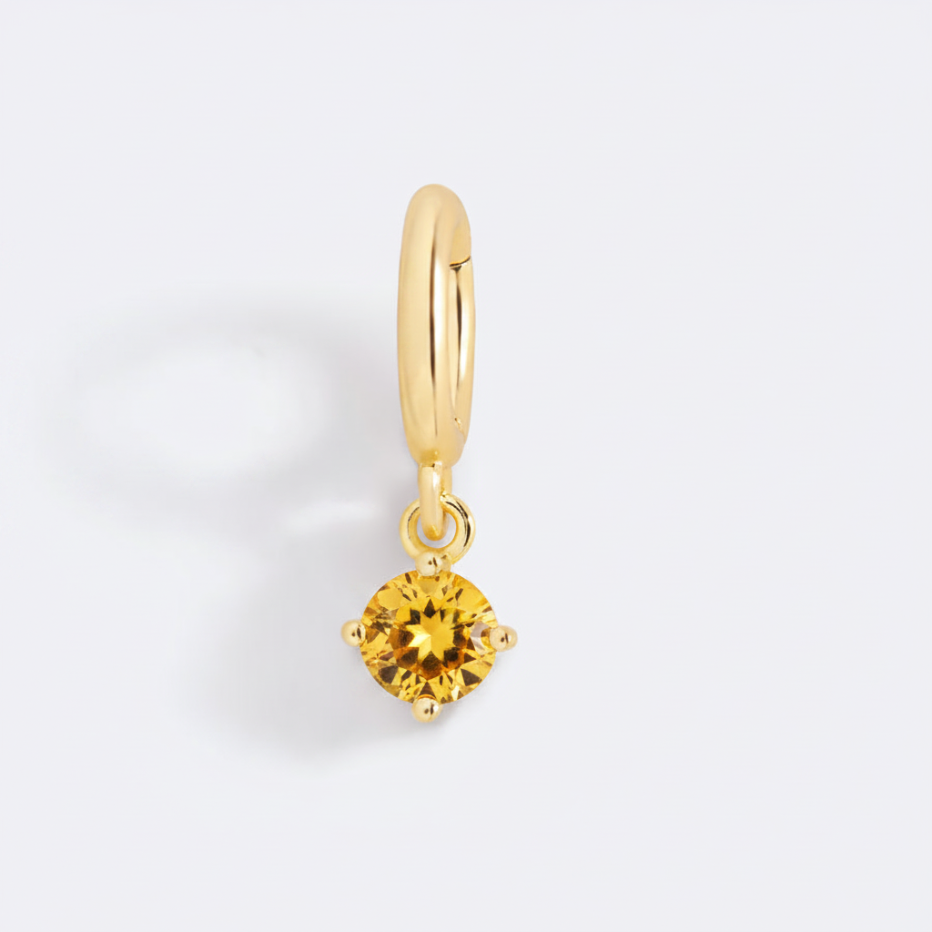 Essential 4mm Birthstone Charm in november-citrine, 18k Gold Over Sterling Silver by Seeyoura
