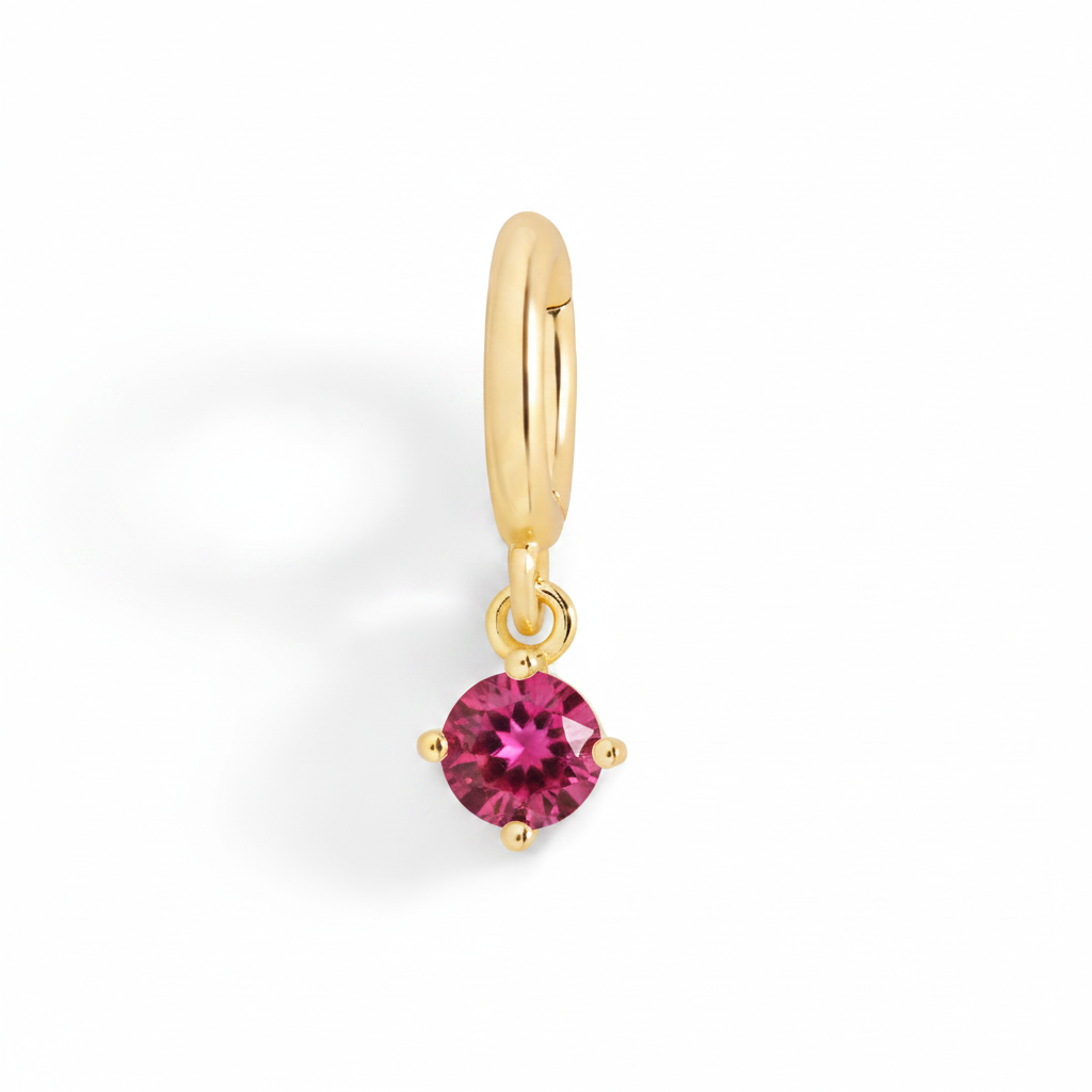 Essential 4mm Birthstone Charm in pink-tourmaline-october, 18k Gold Over Sterling Silver by Seeyoura