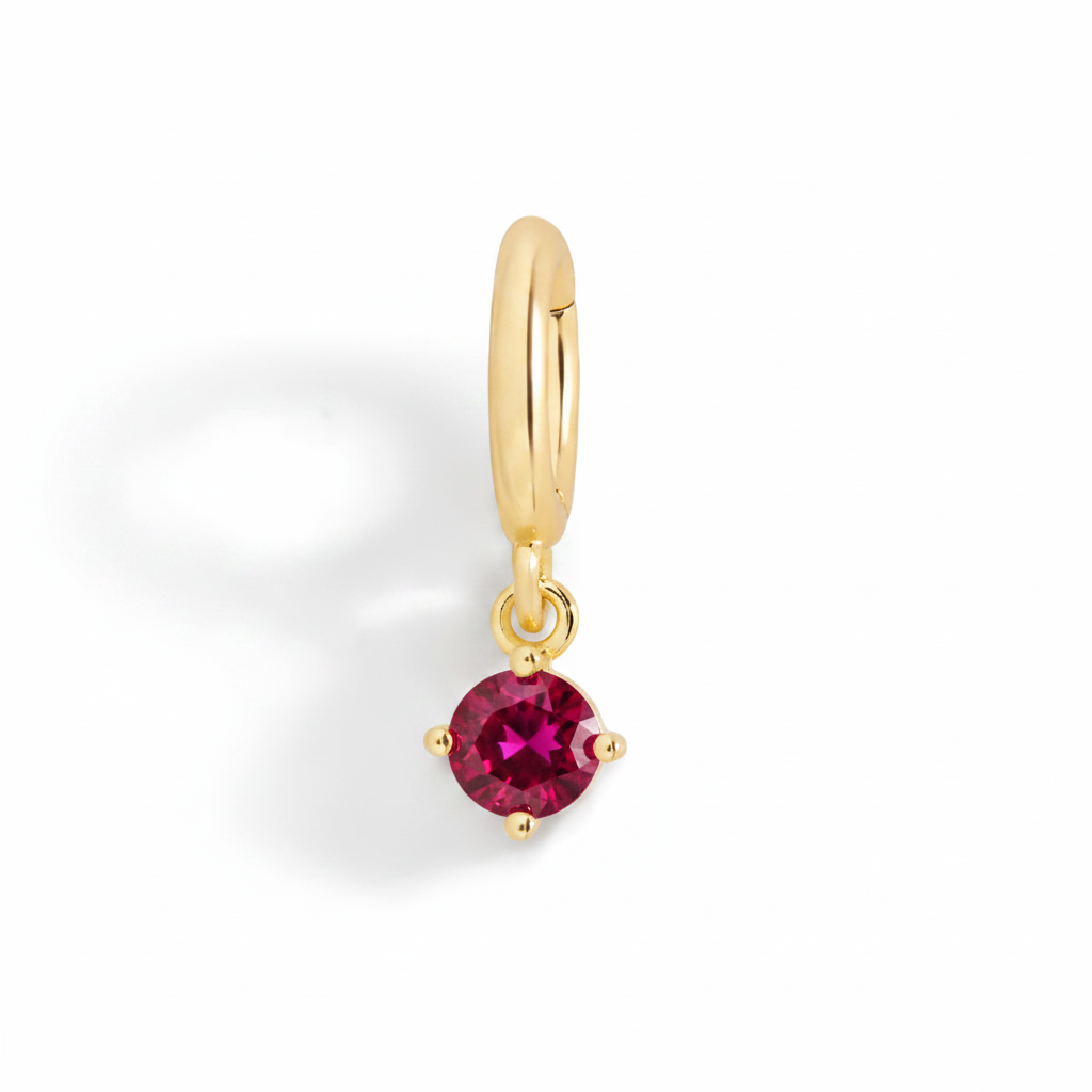 Essential 4mm Birthstone Charm in ruby-july, 18k Gold Over Sterling Silver by Seeyoura
