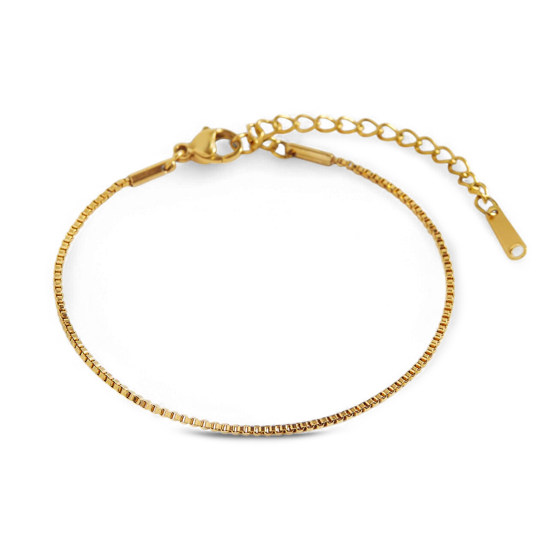 Essential Box Chain Bracelet in 6" + 2", gold by Seeyoura