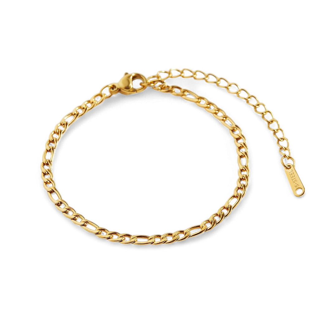 Essential Figaro Chain Bracelet in 6" + 2", gold by Seeyoura