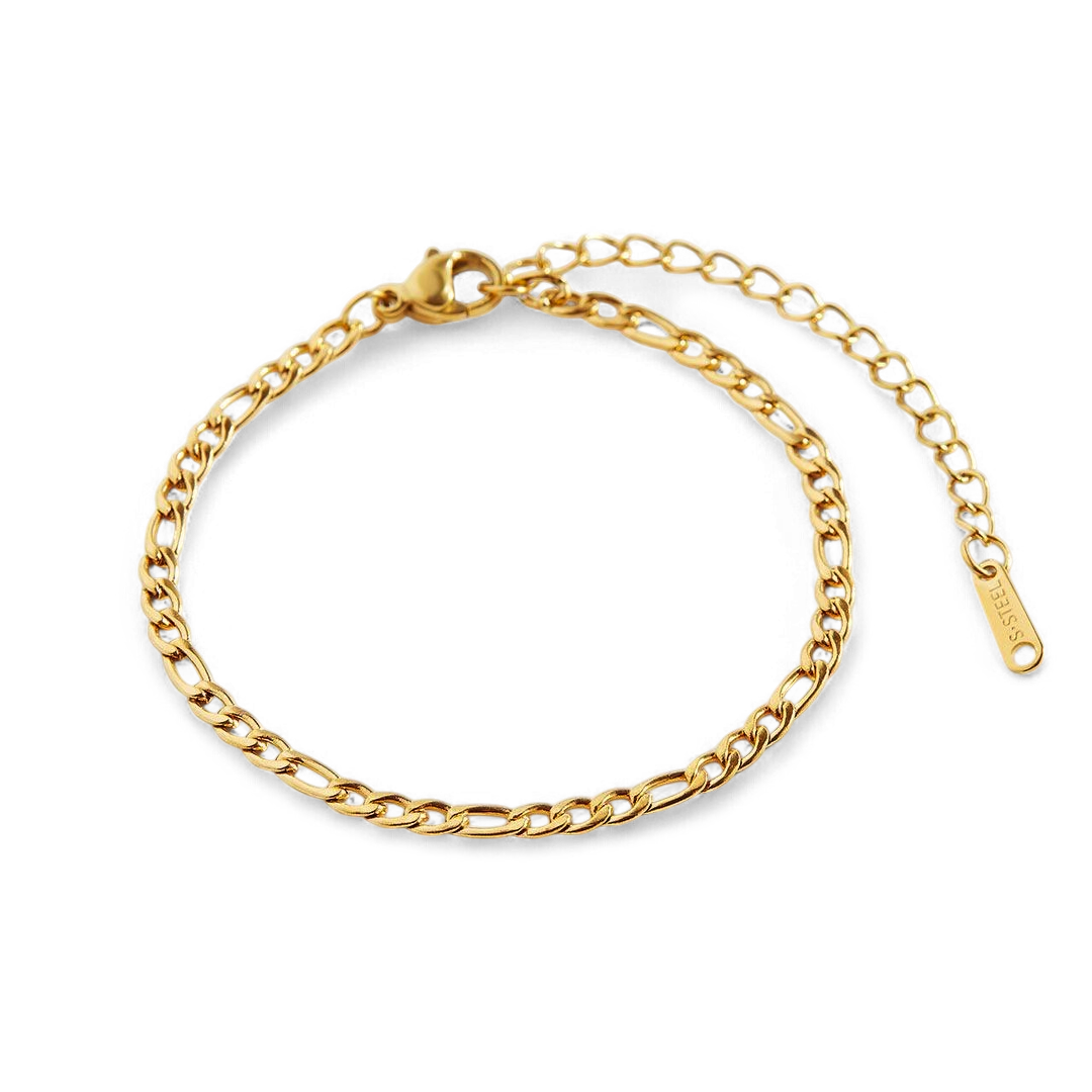 Essential Figaro Chain Bracelet in 6" + 2", gold by Seeyoura