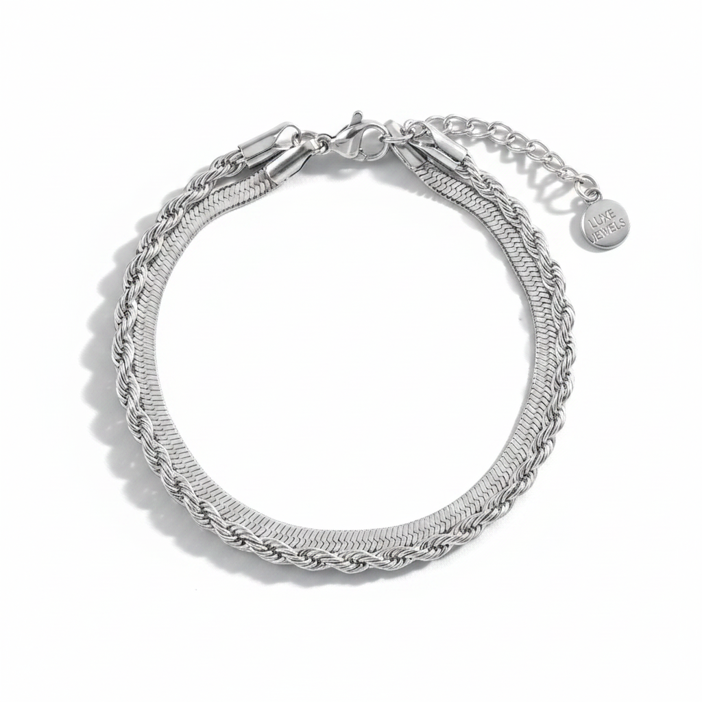 Essential Layered Bracelet in silver by Seeyoura