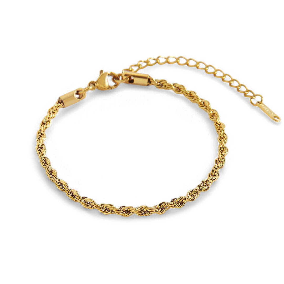 Essential Rope Chain Bracelet in 6" + 2", gold by Seeyoura