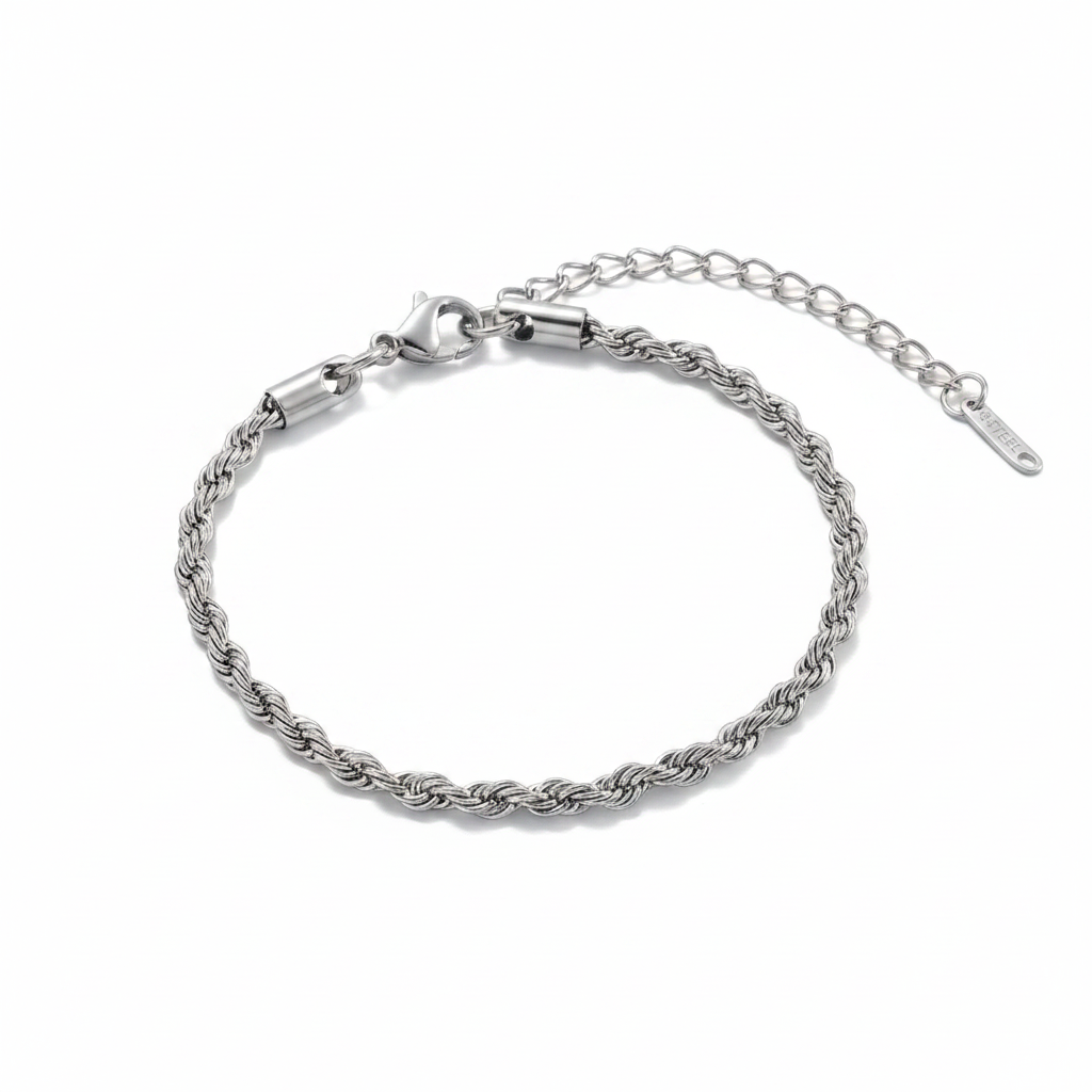 Essential Rope Chain Bracelet in 6" + 2", silver by Seeyoura