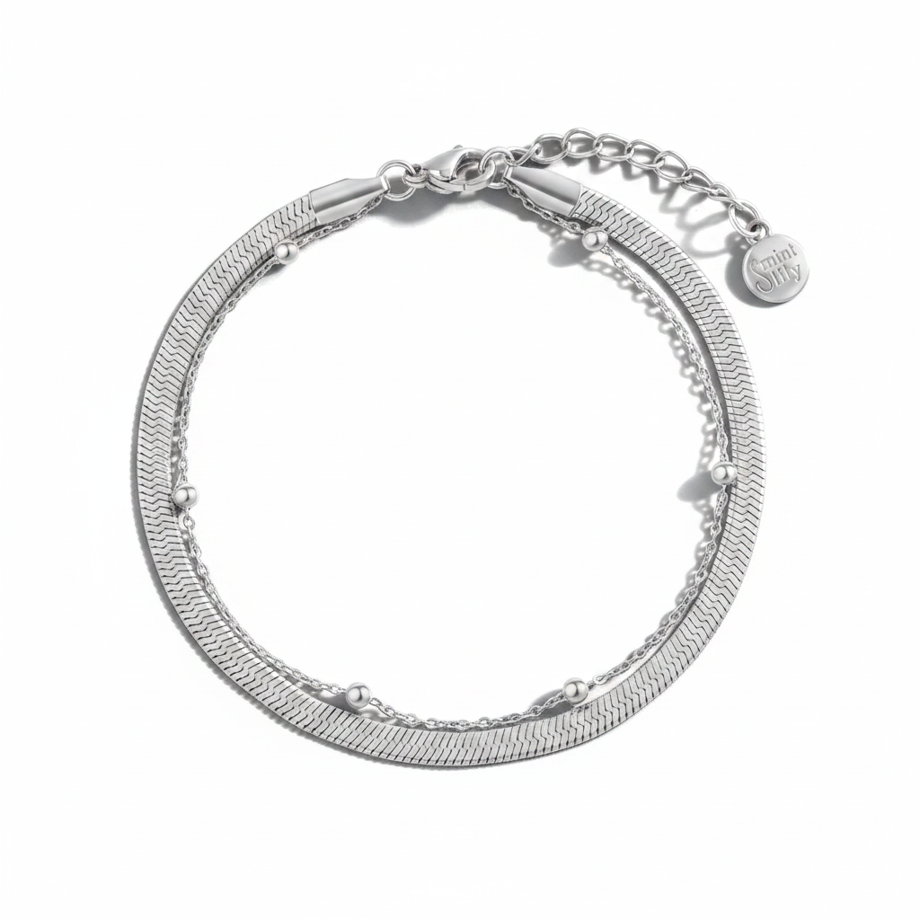 Everyday Stacked Bracelet in silver by Seeyoura