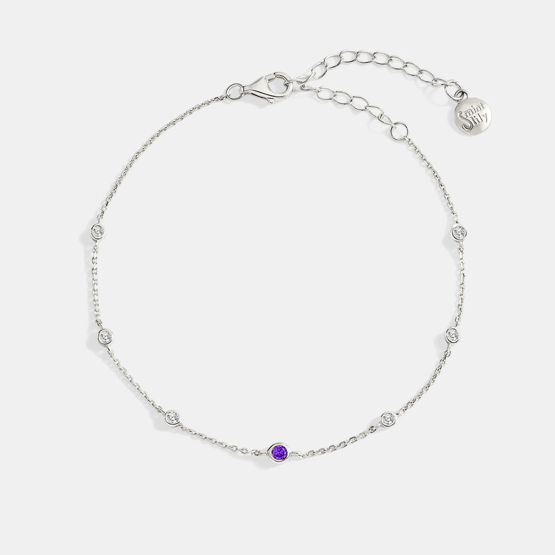 February Birthstone Station Bracelet in 925-sterling-silver by Seeyoura