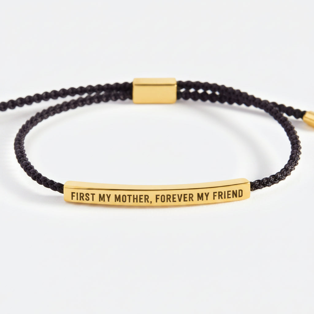 First My Mother, Forever My Friend Inspire Bracelet in Midnight Black, gold by Seeyoura