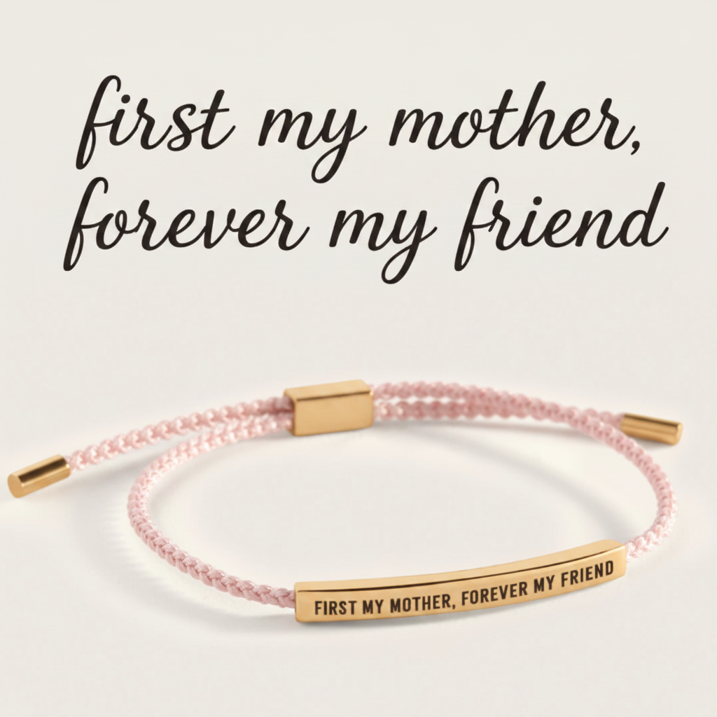 First My Mother, Forever My Friend Inspire Bracelet in Pink, gold by Seeyoura