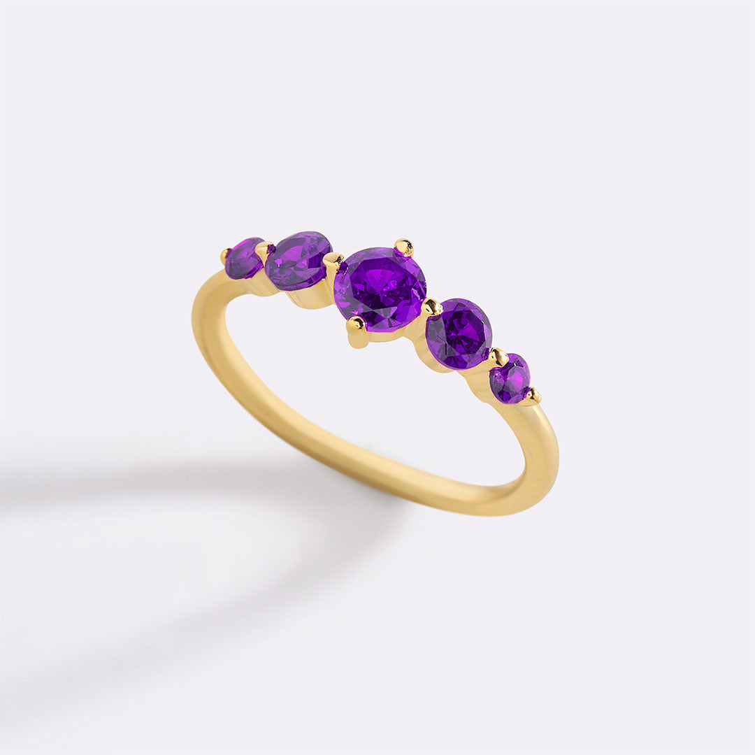Five Stone Statement Birthstone Ring in amethyst-february by Seeyoura