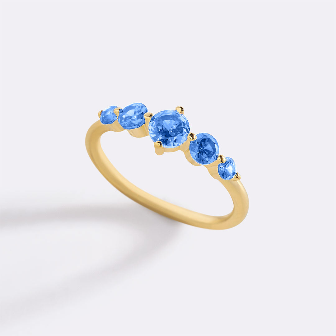 Five Stone Statement Birthstone Ring in blue-topaz-december by Seeyoura