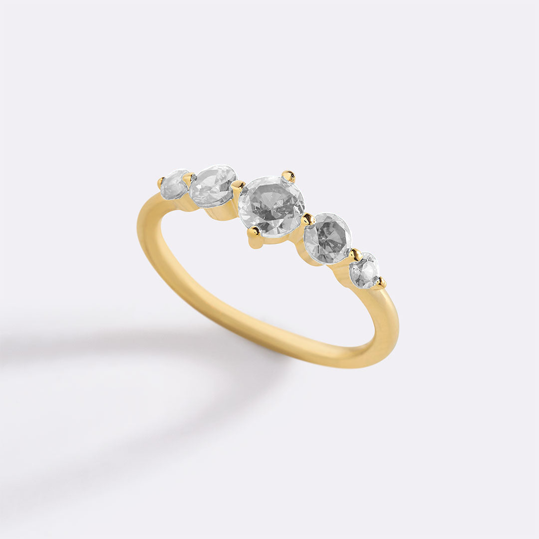 Five Stone Statement Birthstone Ring in diamond-april by Seeyoura