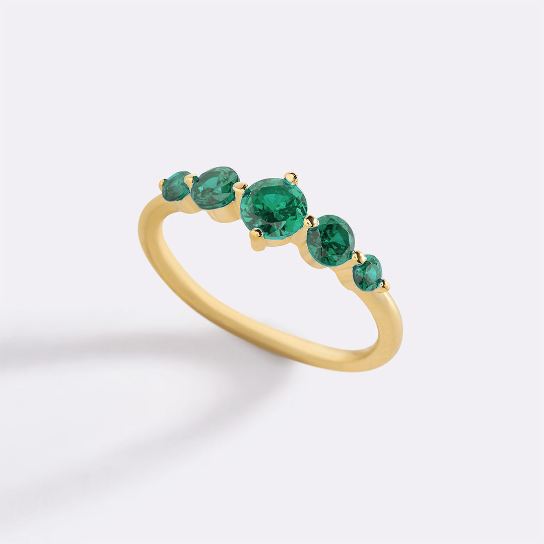 Five Stone Statement Birthstone Ring in emerald-may by Seeyoura