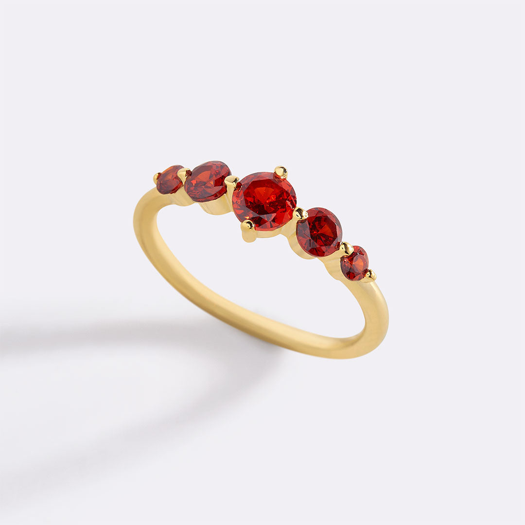 Five Stone Statement Birthstone Ring in january-garnet by Seeyoura