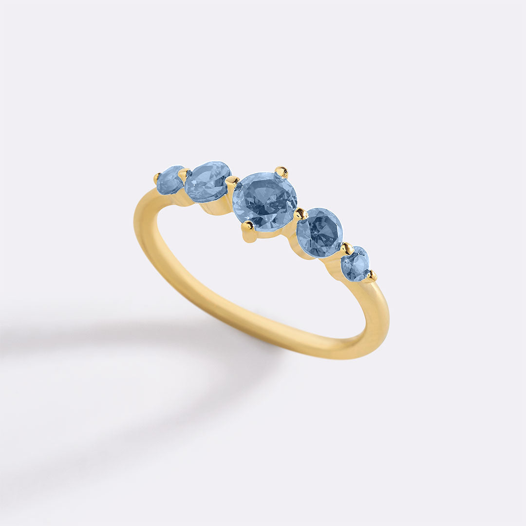 Five Stone Statement Birthstone Ring in march-aquamarine by Seeyoura