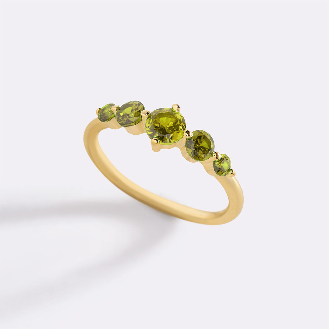 Five Stone Statement Birthstone Ring in peridot-august by Seeyoura