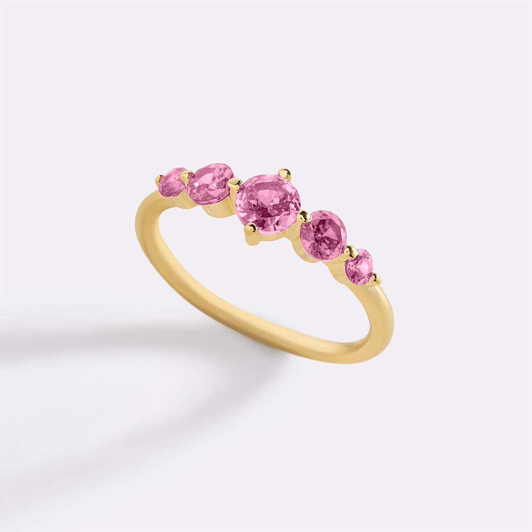 Five Stone Statement Birthstone Ring in pink-tourmaline-october by Seeyoura
