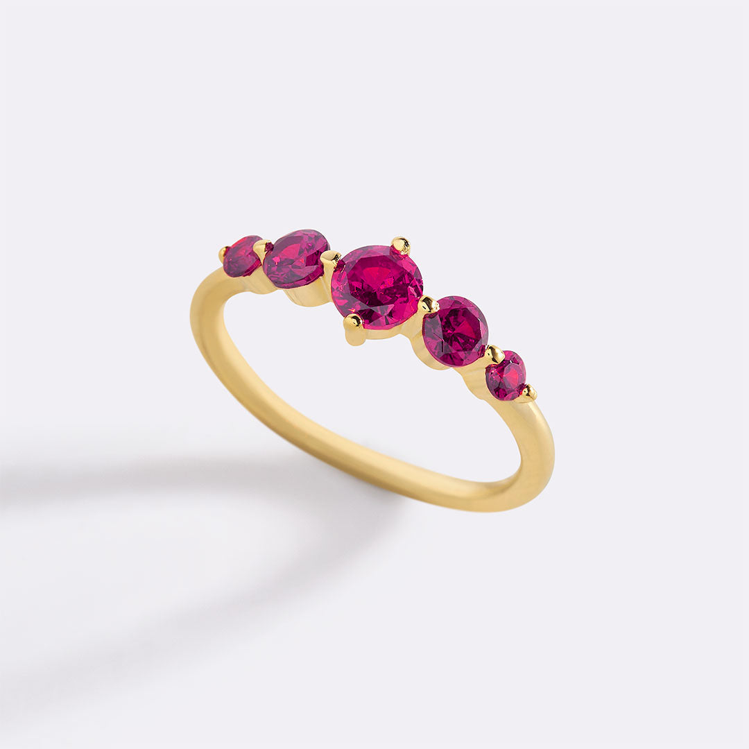 Five Stone Statement Birthstone Ring in ruby-july by Seeyoura