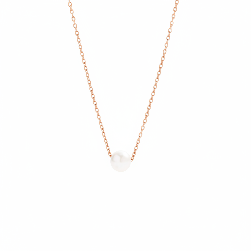 Floating Pearl Necklace in 18-k-rose-gold-plated by Seeyoura