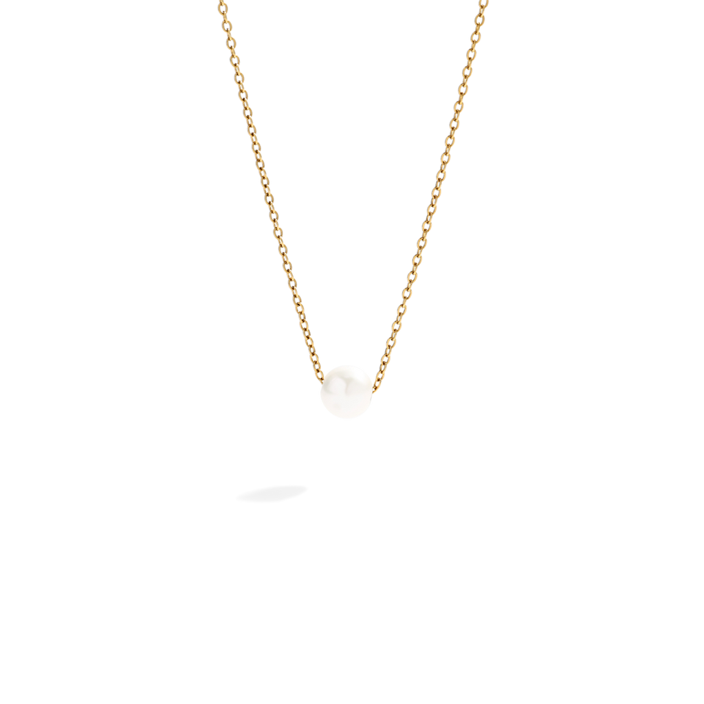 Floating Pearl Necklace in gold by Seeyoura