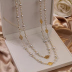 Floral Pearl Layered Necklace by Seeyoura