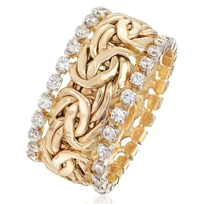 Floral Wide Band Ring in Gold, 1PCS by Seeyoura