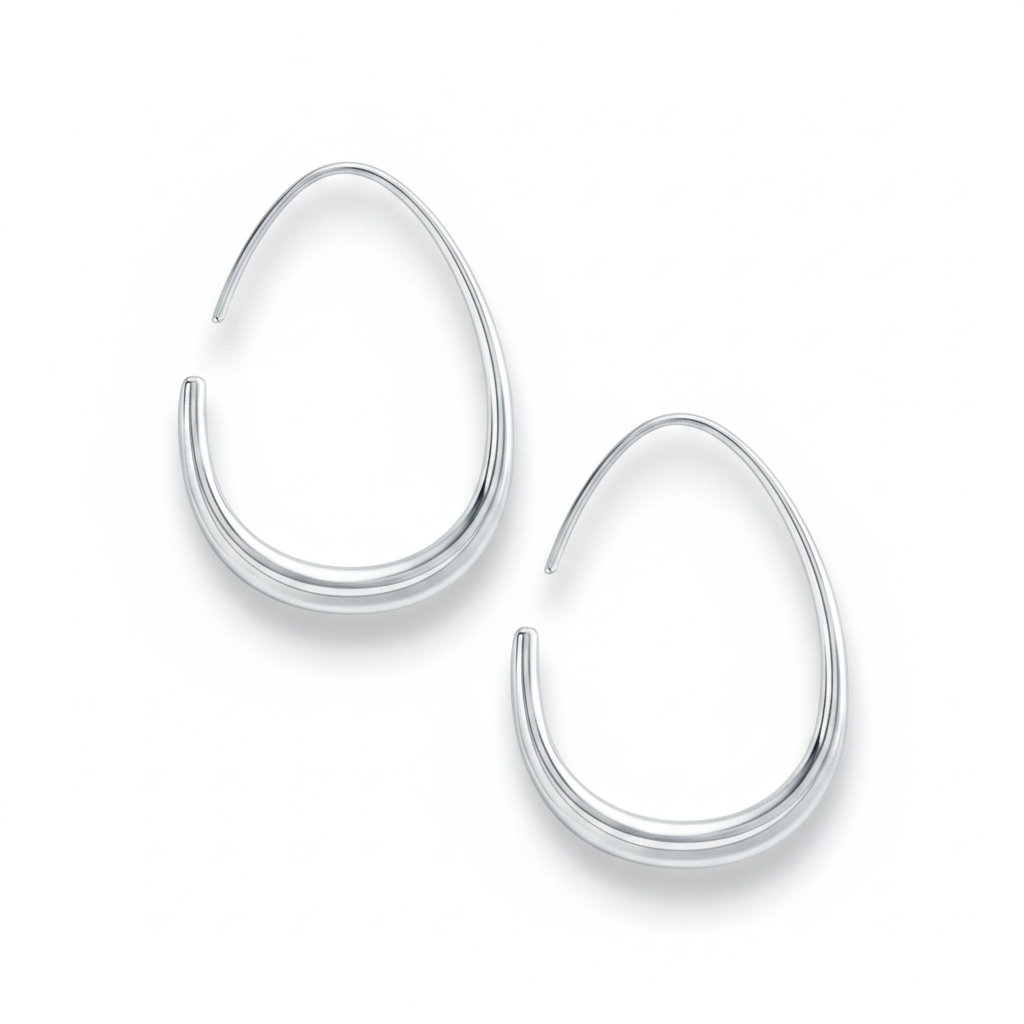 Fluid Hoop Earrings in Silver by Seeyoura
