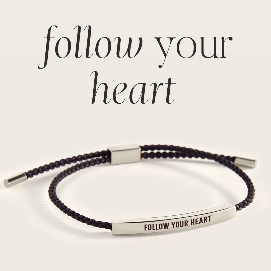 Follow Your Heart Inspire Bracelet in Midnight Black, silver by Seeyoura