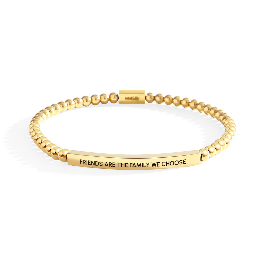 Friends Are The Family We Choose Beaded Inspire Bracelet in gold-plate-with-gold-beads by Seeyoura