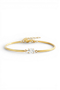 Oval Gemstone Cuff Bracelet in 6" + 2", Gold by Seeyoura