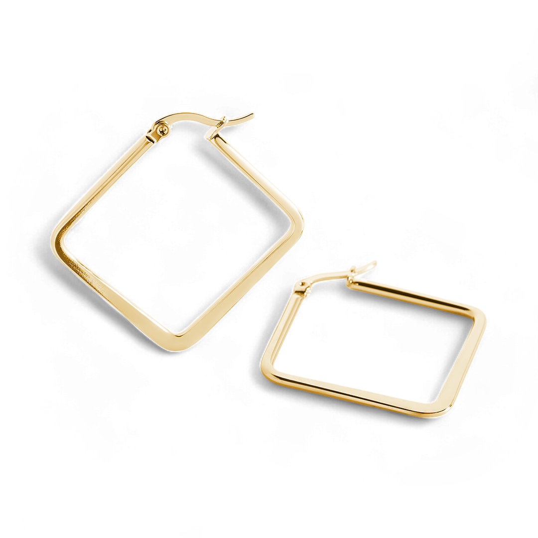 Geometric Girl Boss Hoop Earrings in gold by Seeyoura