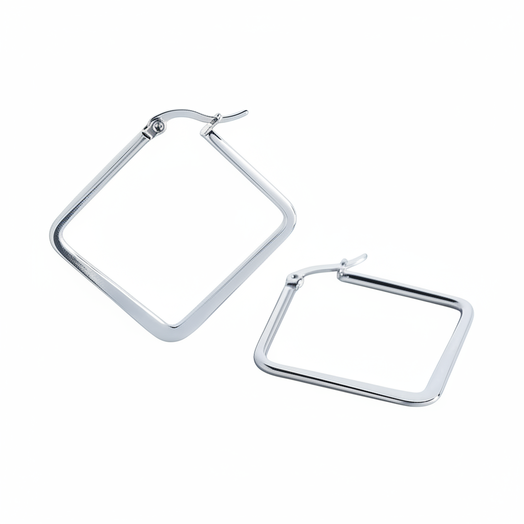 Geometric Girl Boss Hoop Earrings in silver by Seeyoura