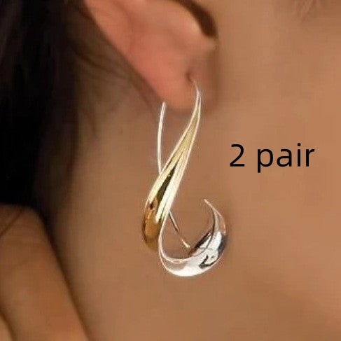 Geometric Hoop Earrings — Two-Tone in silver-gold, 2 pair by Seeyoura
