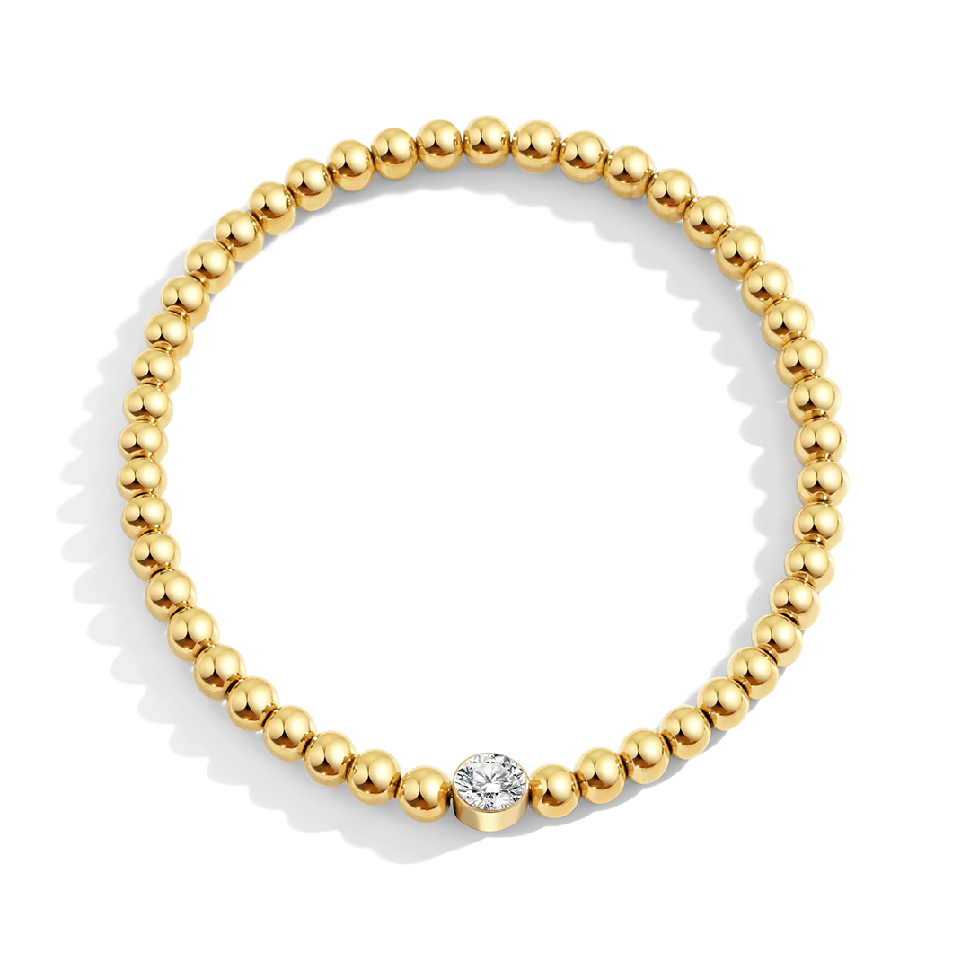 Gold Beaded Bubble Birthstone Bracelet in April Diamond, gold by Seeyoura