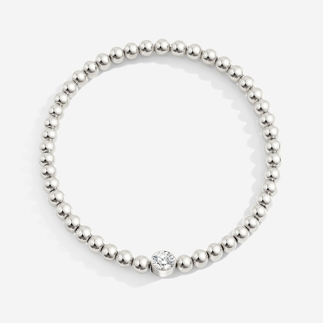 Gold Beaded Bubble Birthstone Bracelet in April Diamond, silver by Seeyoura