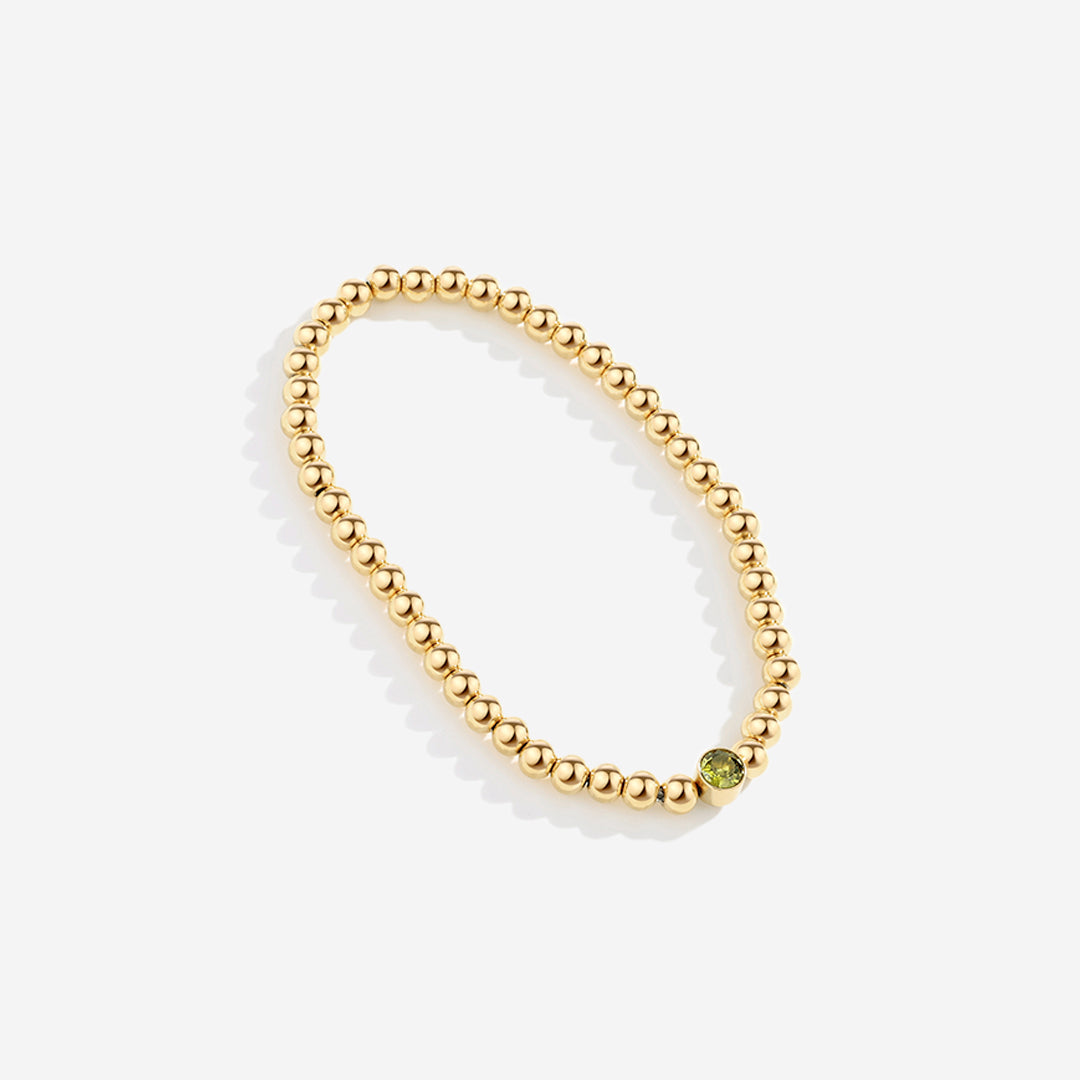 Gold Beaded Bubble Birthstone Bracelet in August Peridot, gold by Seeyoura